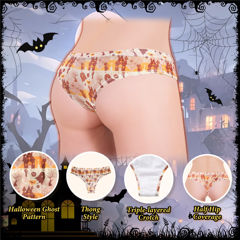 Halloween Ghost Pattern Tucking Gaff Brazilian Cheeky Panties - Image 7