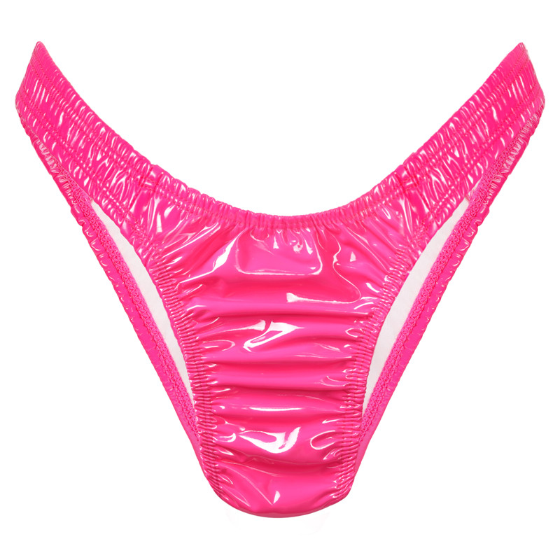 Little Secret Faux Leather Thong Tucking Gaff Panties Hot Pink - Image 6