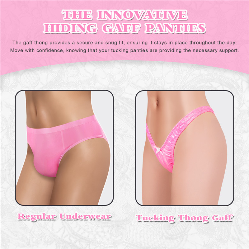 Little Secret Faux Leather Thong Tucking Gaff Panties - Image 8