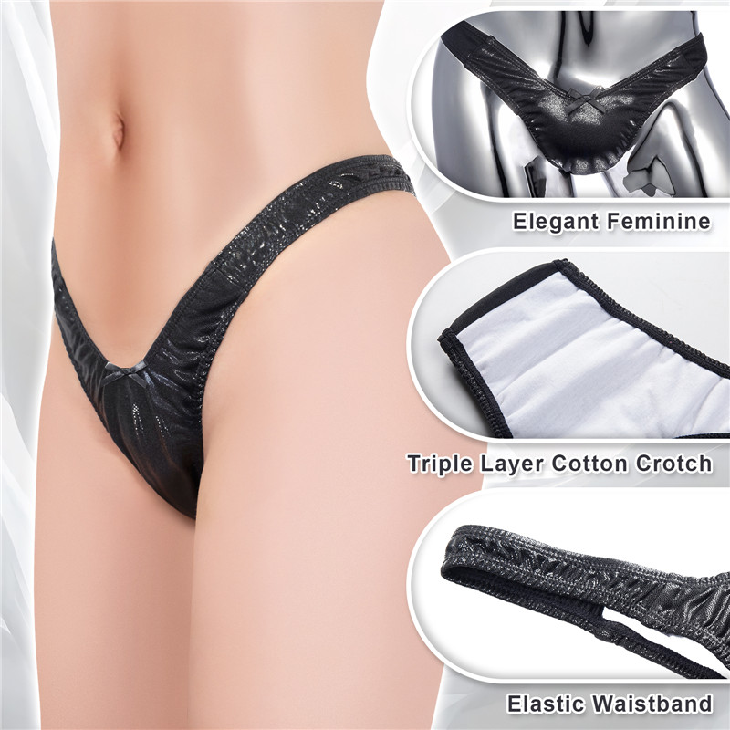 Little Secret Sparkle Metallic Tucking Gaff Panties Black - Image 5