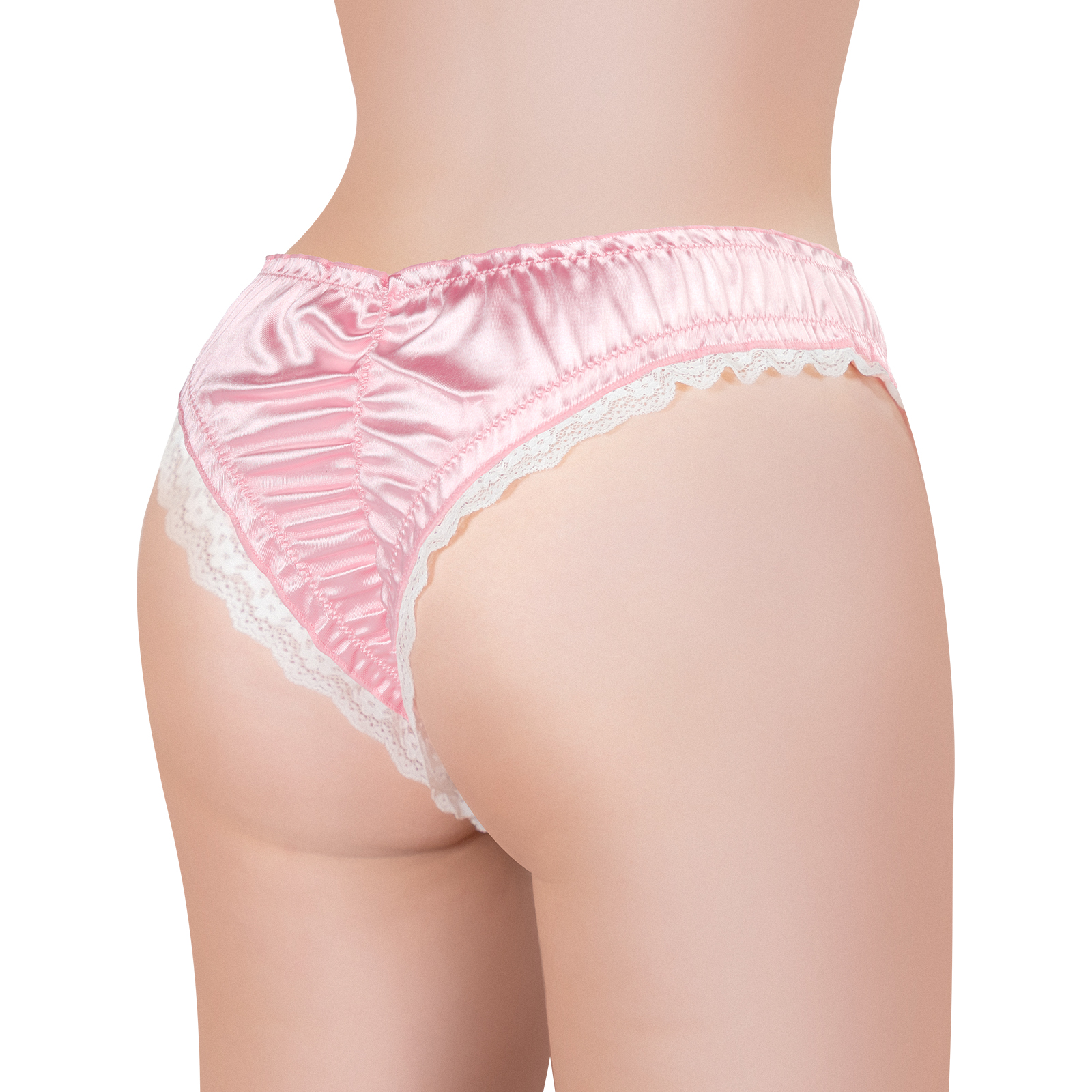 Chastity SissyUniversiry Satin Lace Panties Pink - Image 2