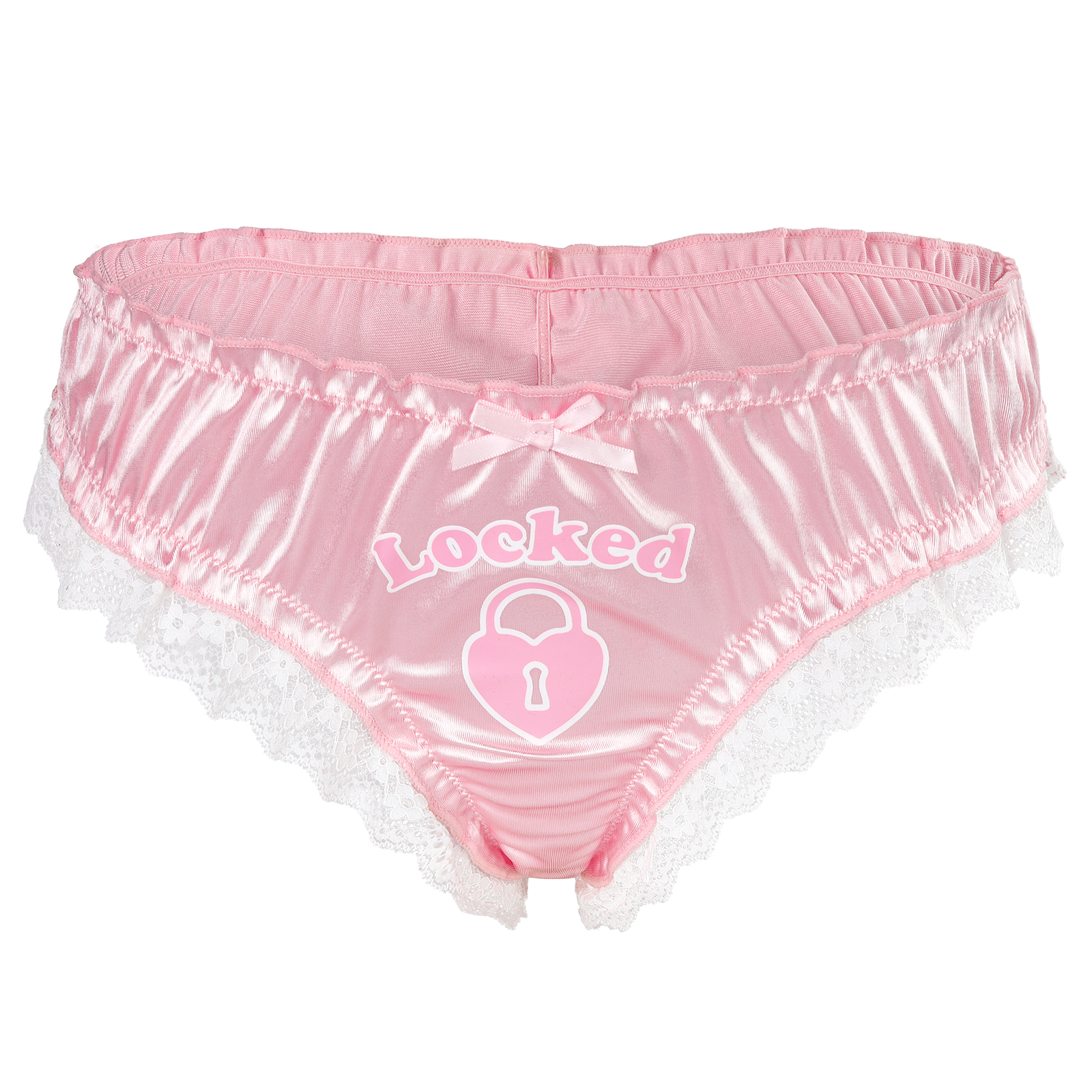 Chastity SissyUniversiry Satin Lace Panties Pink - Image 5
