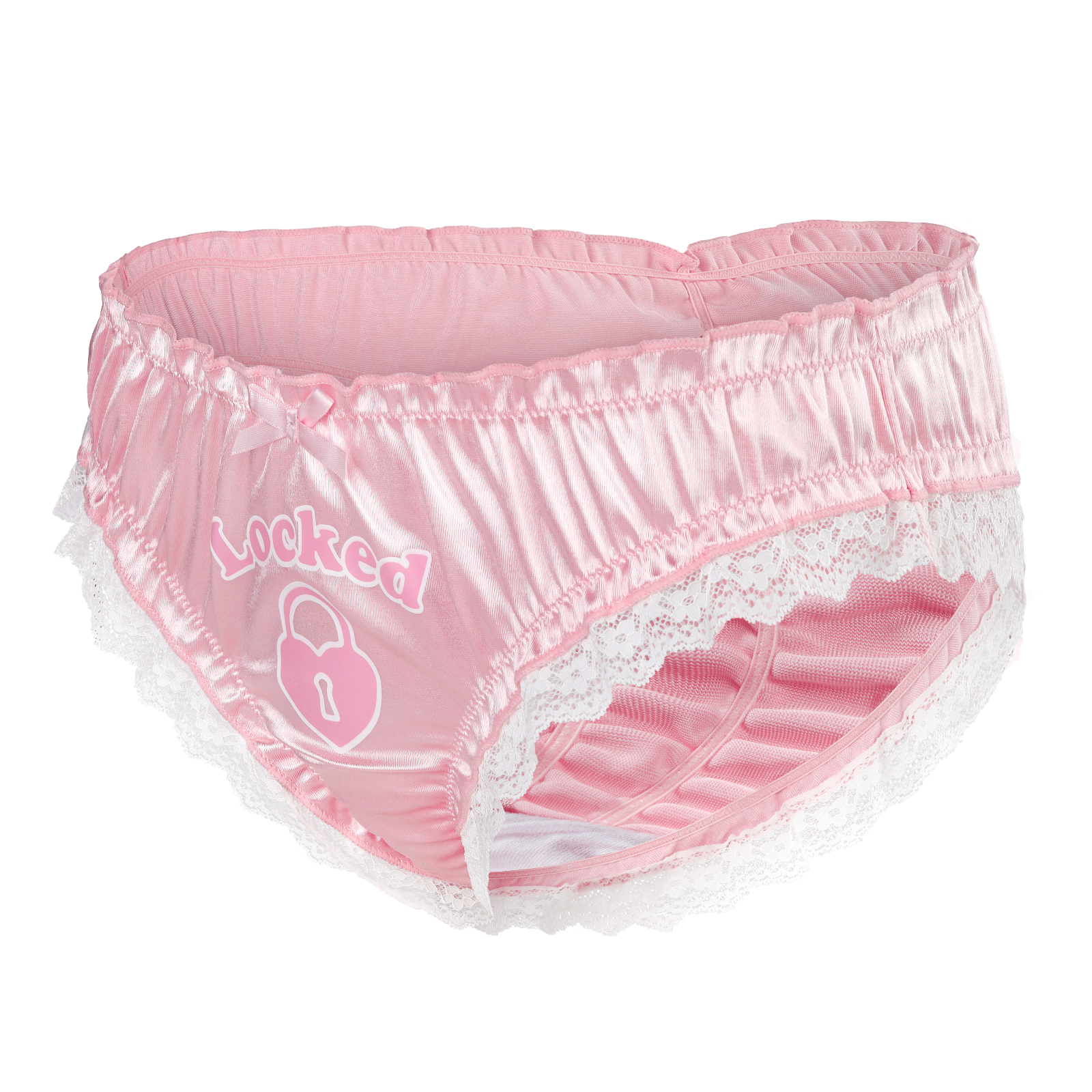 Chastity SissyUniversiry Satin Lace Panties Pink - Image 6