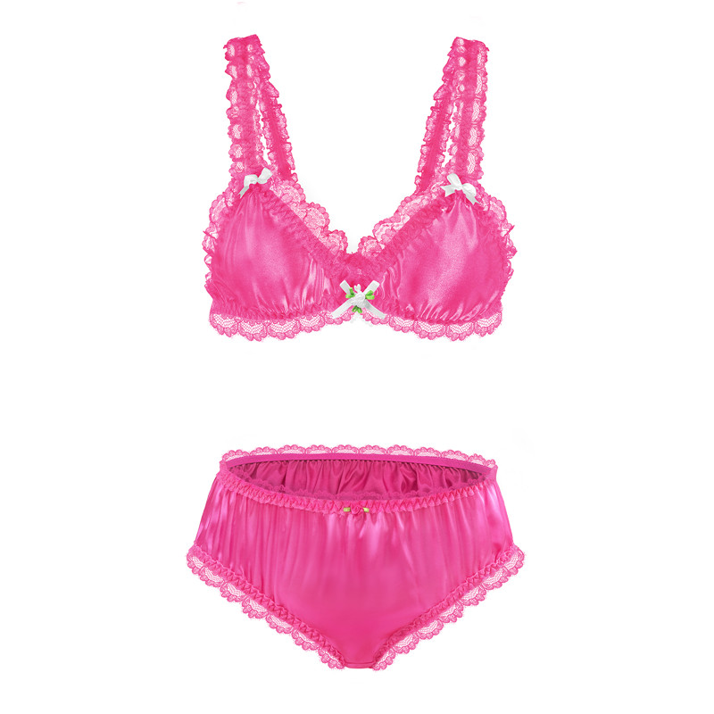SissyUniversity Lacy Frill Bralette Set Rose - Image 6