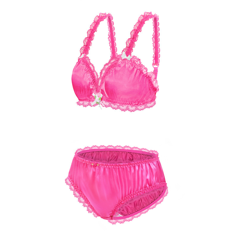 SissyUniversity Lacy Frill Bralette Set Rose - Image 7
