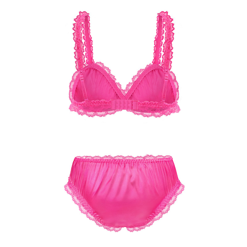 SissyUniversity Lacy Frill Bralette Set Rose - Image 8