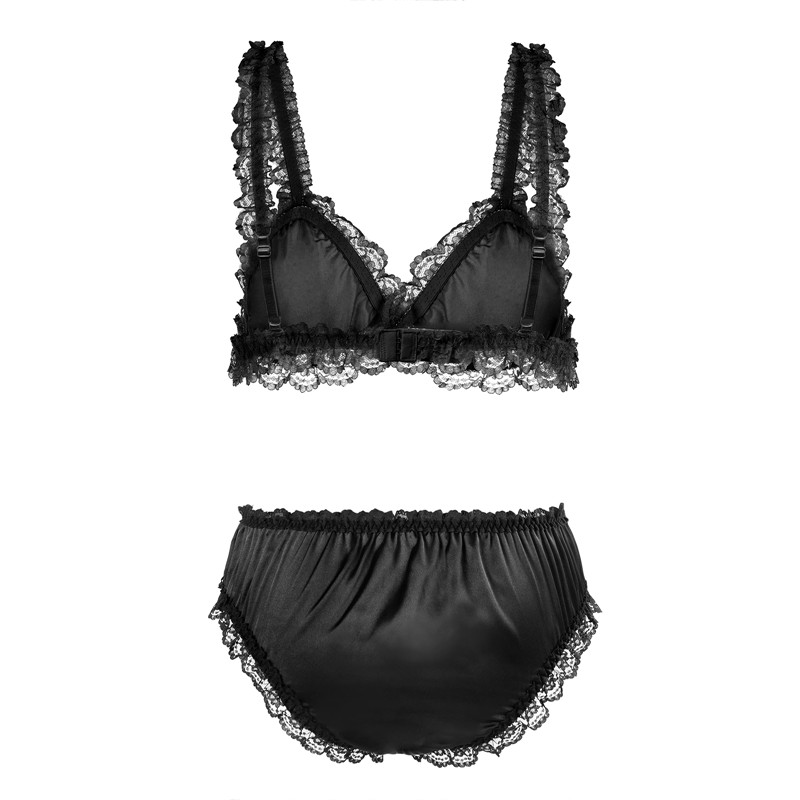 SissyUniversity Lacy Frill Bralette Set Black - Image 7