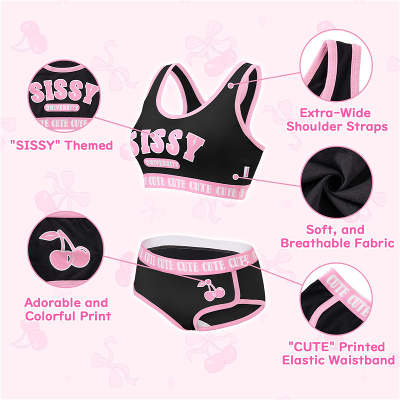 SissyUniversity Bralette Set Black - Image 5