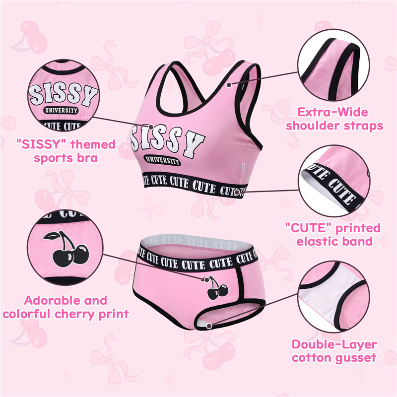 SissyUniversity Bralette Set Magenta - Image 6