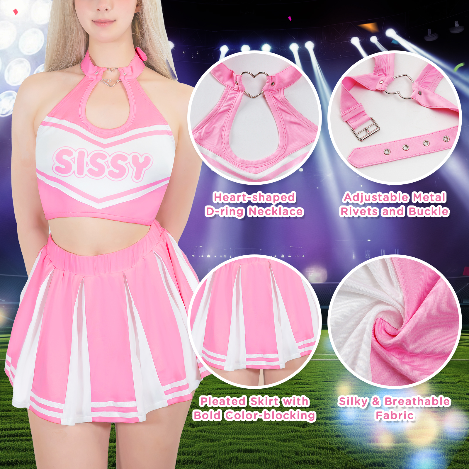 SissyUniversiry Game Day Cheerleader Skirt Set - Image 8