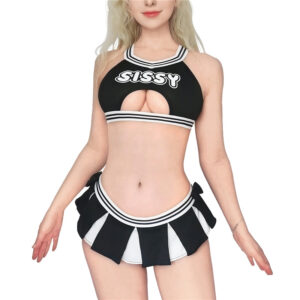 Cheer SissyUniversiry Bralette Skort Set Black