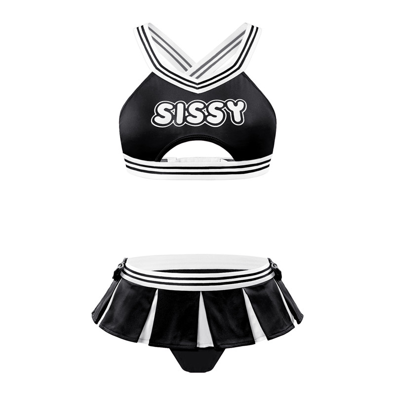 Cheer SissyUniversiry Bralette Skort Set Black - Image 7