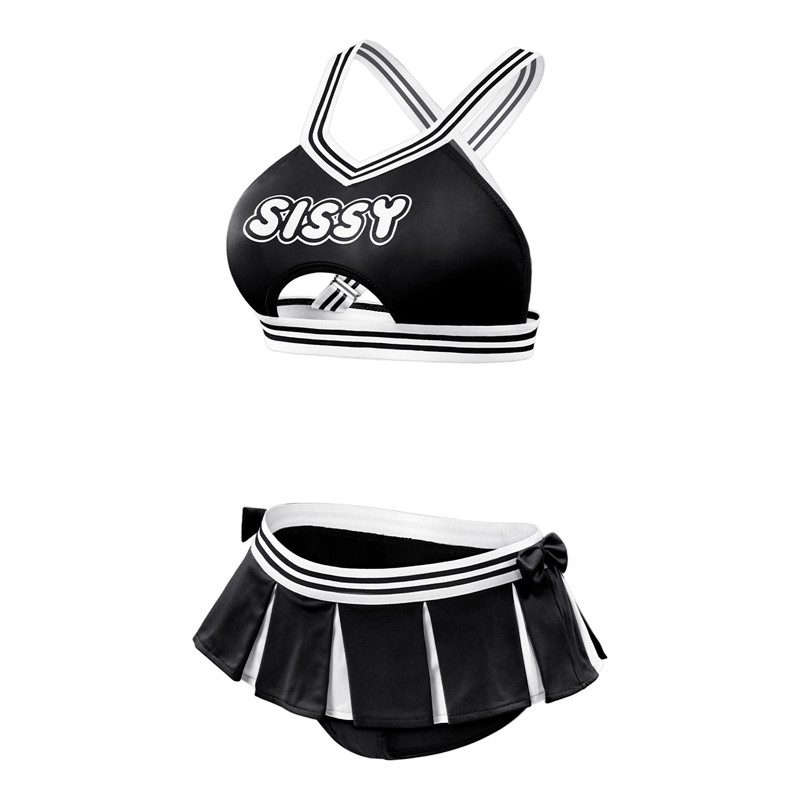 Cheer SissyUniversiry Bralette Skort Set Black - Image 8
