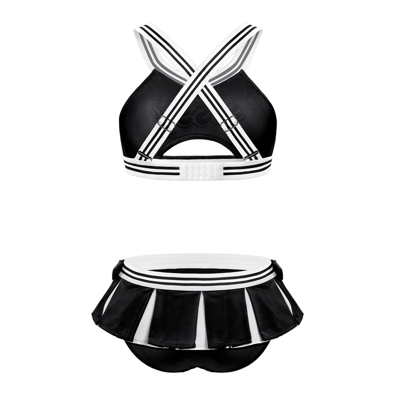Cheer SissyUniversiry Bralette Skort Set Black - Image 9