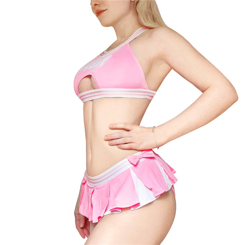 Cheer SissyUniversiry Bralette Skort Set Pink - Image 3