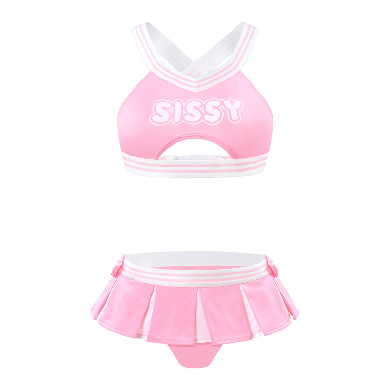 Cheer SissyUniversiry Bralette Skort Set Pink - Image 6