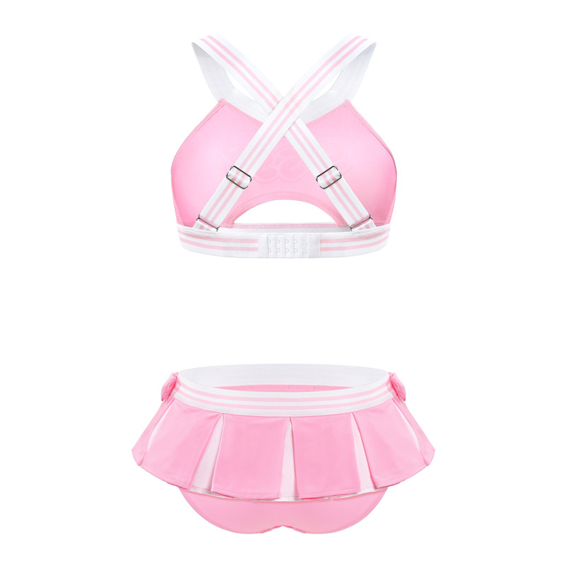 Cheer SissyUniversiry Bralette Skort Set Pink - Image 7