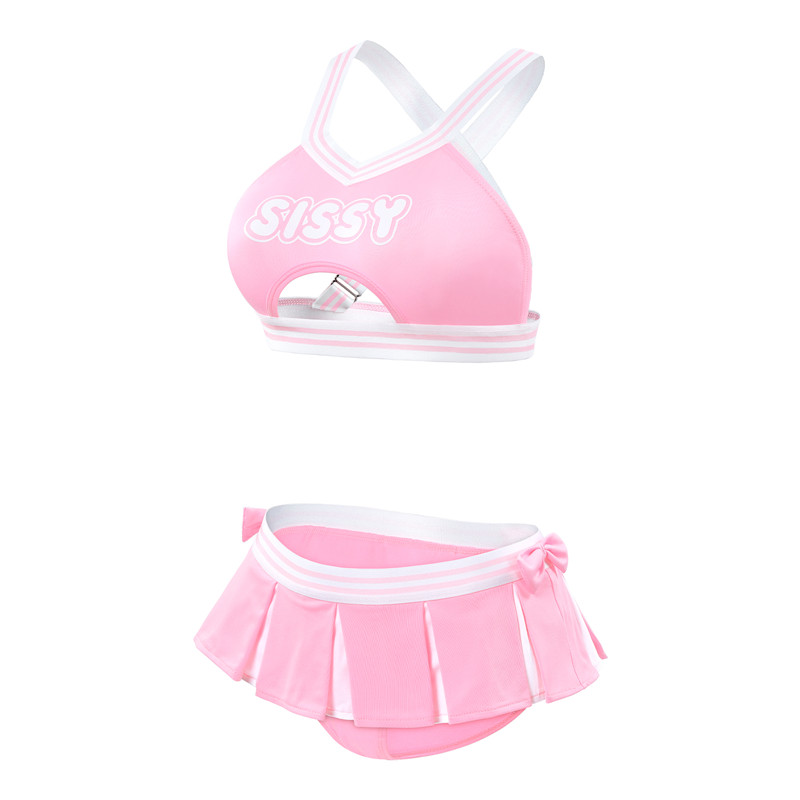 Cheer SissyUniversiry Bralette Skort Set Pink - Image 8