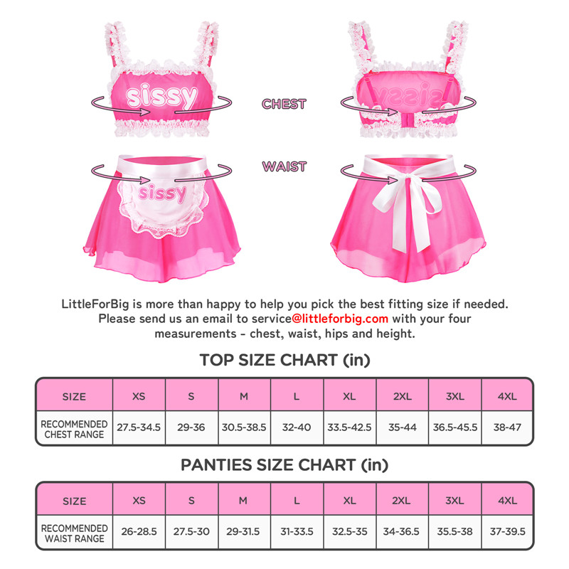 SissyUniversity Maid See-through Bralette Skirted Panties Set Hot Pink - Image 4