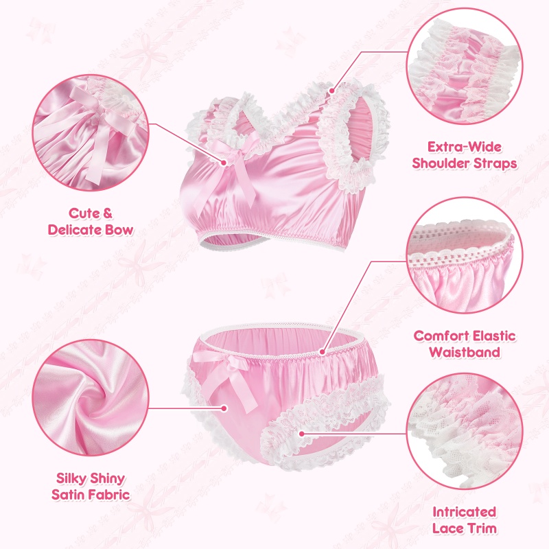 Satin SissyUniversity Baby Bralette Set Pink - Image 6