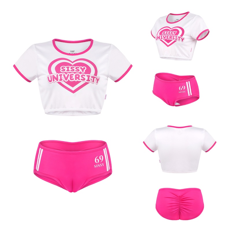 SissyUniversity Sorority Gym Camel Toe Tucking Gaff Shorts Set - Image 5